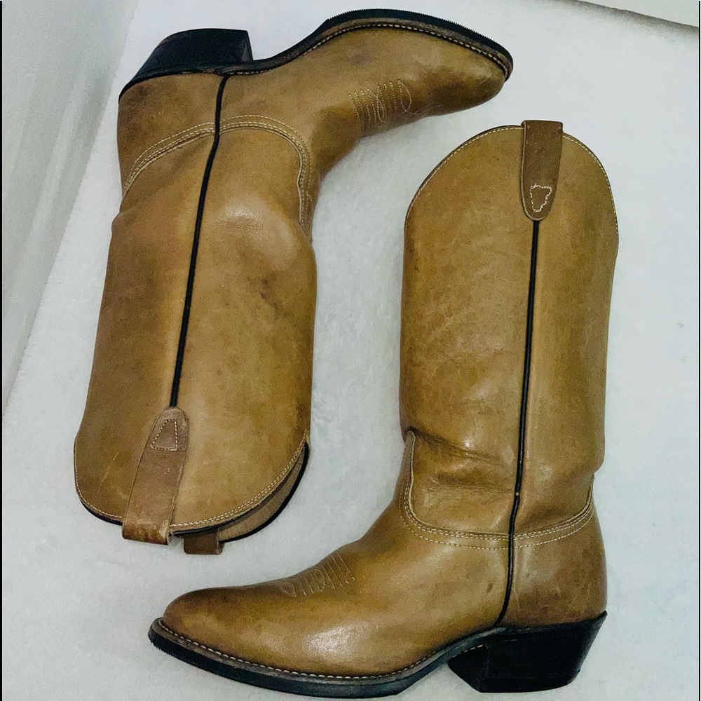 Vintage Golden Retriever Leather Cowboy Boots